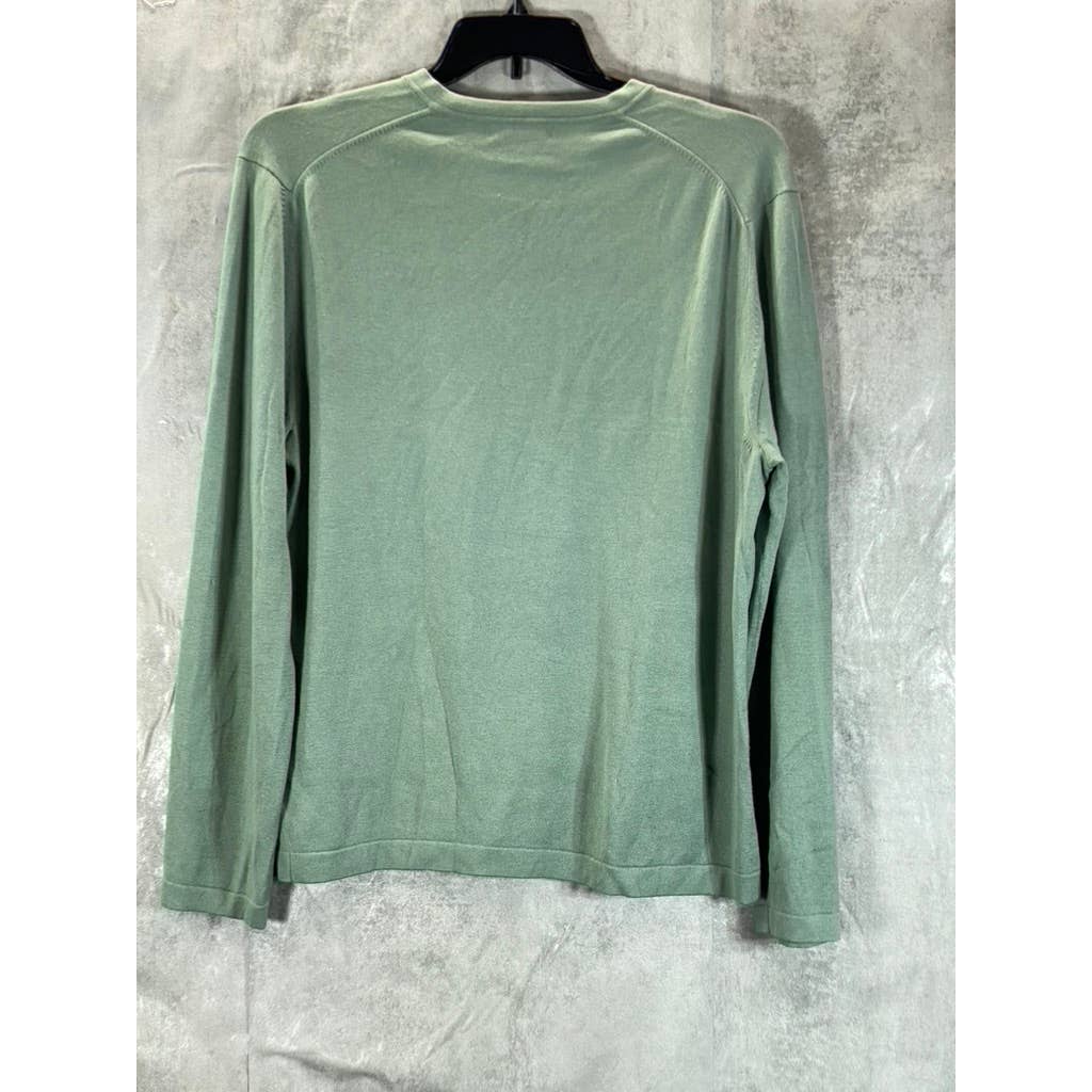 BANANA REPUBLIC Men's Green Silk Cashmere V-Neck Pullover Sweater SZ L