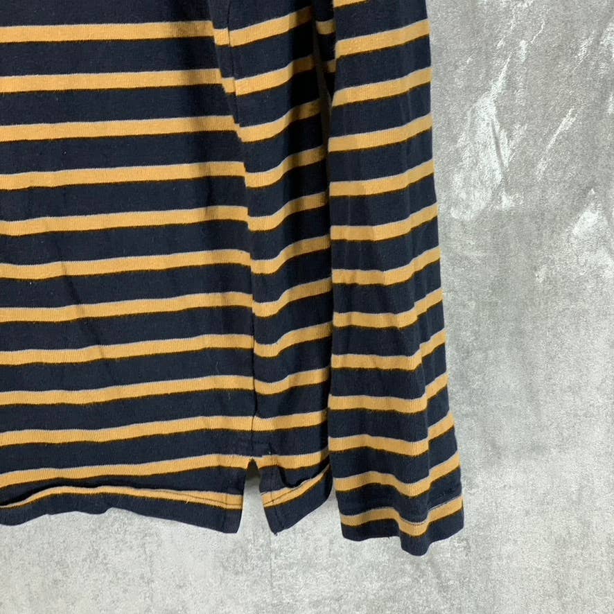 ZARA Men's Yellow/Navy Crewneck Long-Sleeve Pullover Shirt SZ M
