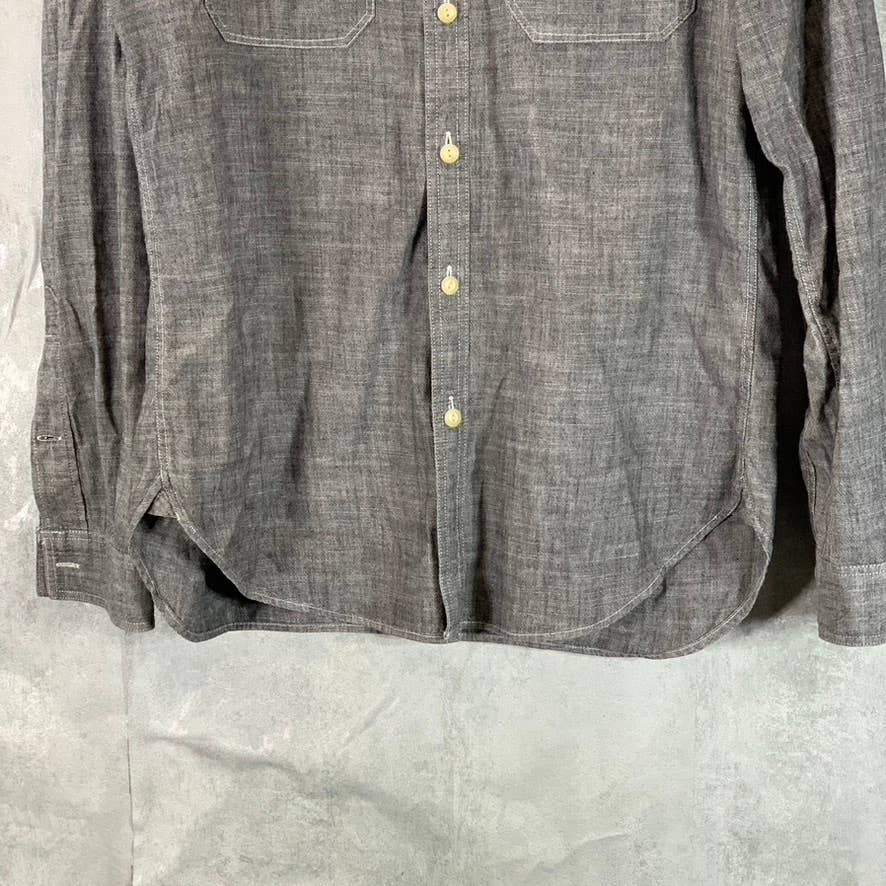 J.CREW FACTORY Men's Charcoal Chambray Regular-Fit Button-Up Workshirt SZ M