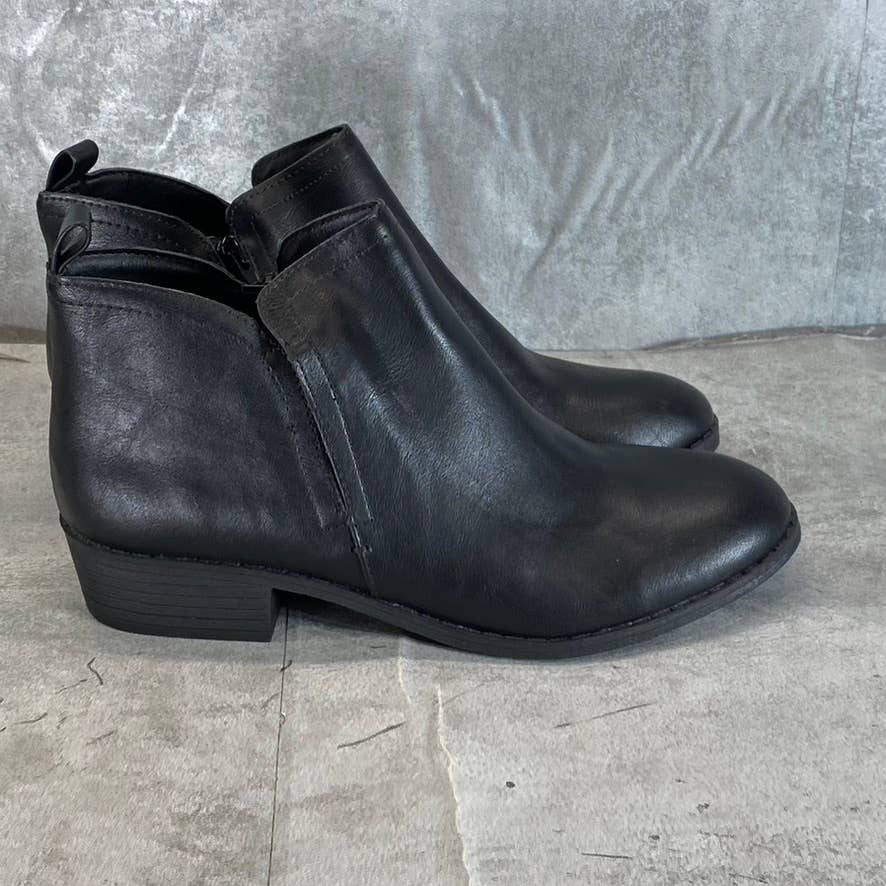 SUN+STONE Women's Black Cadee Memory Foam Slip-On Block Heel Ankle Booties SZ8.5
