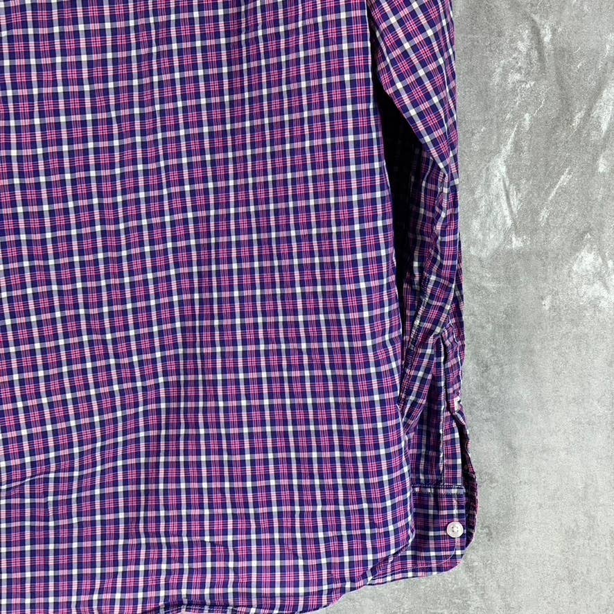 J.CREW Men's Blue/Red Gingham Slim-Fit Lightweight Button-Up Shirt SZ M