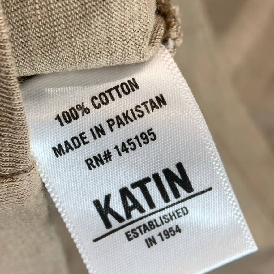 KATIN USA Men's Tan Folk 2-Button Henley Short-Sleeve Shirt SZ M