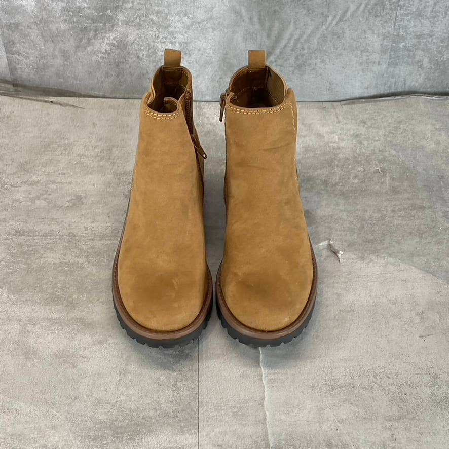SUN+STONE Women's Tan Micro Kandy Round-Toe Block-Heel Ankle Boots SZ 6.5