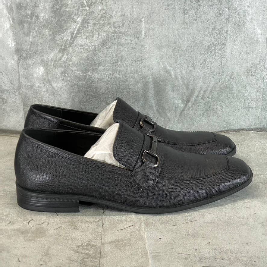 CALVIN KLEIN Men's Black Saffiano Leather Malcome Casual Slip-On Loafers SZ 12