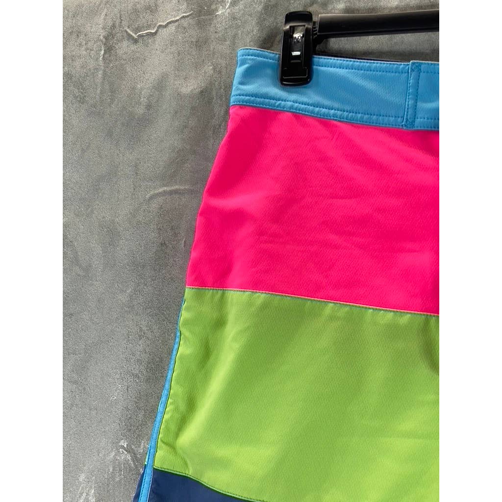 VINEYARD VINES Men's Neon Colorblock Pull-On Swim Trunks SZ 34