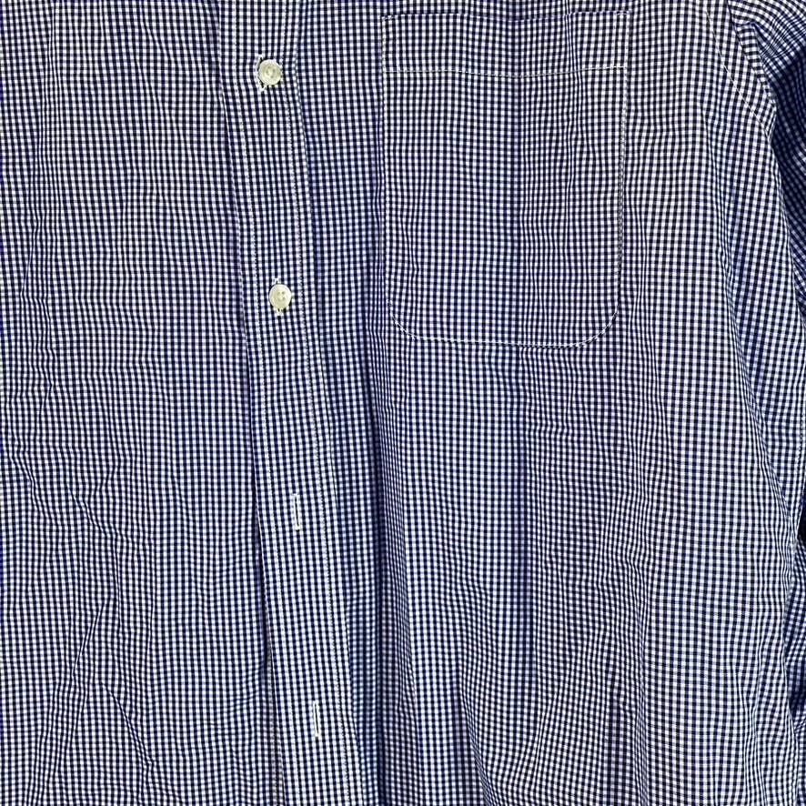 LANDS' END Men's Rich Sapphire Check No-Iron Supima Pinpoint Shirt SZ 15.5/32