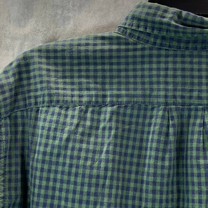 J.CREW Men's Green/Blue Gingham Classic-Fit Button-Up Shirt SZ M