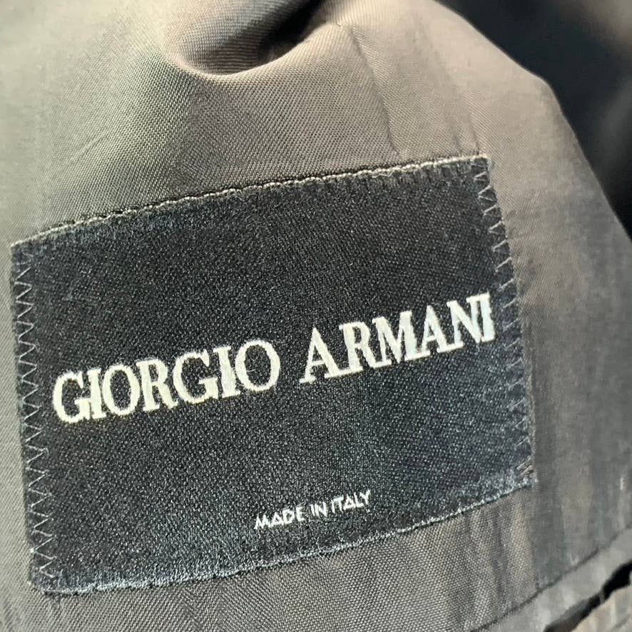 GIORGIO ARMANI Men's Black Pinstripe Wool Silk Two-Button Suit Jacket SZ 54