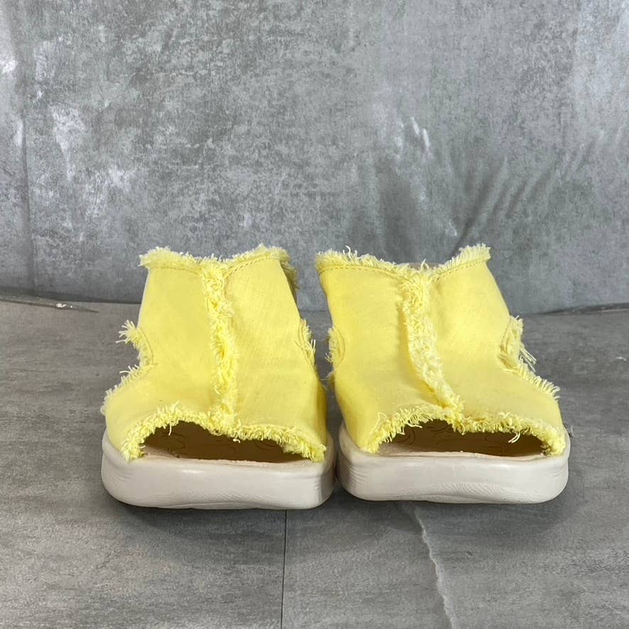 BZEES Women's Yellow Serendipity Washable Open-Toe Slide Wedge Sandals SZ 7.5