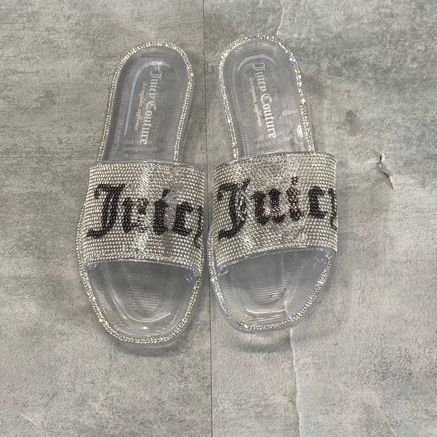 JUICY COUTURE Women's Clear Hylton Rhinestone Embellished Slide Jelly Sandal SZ7