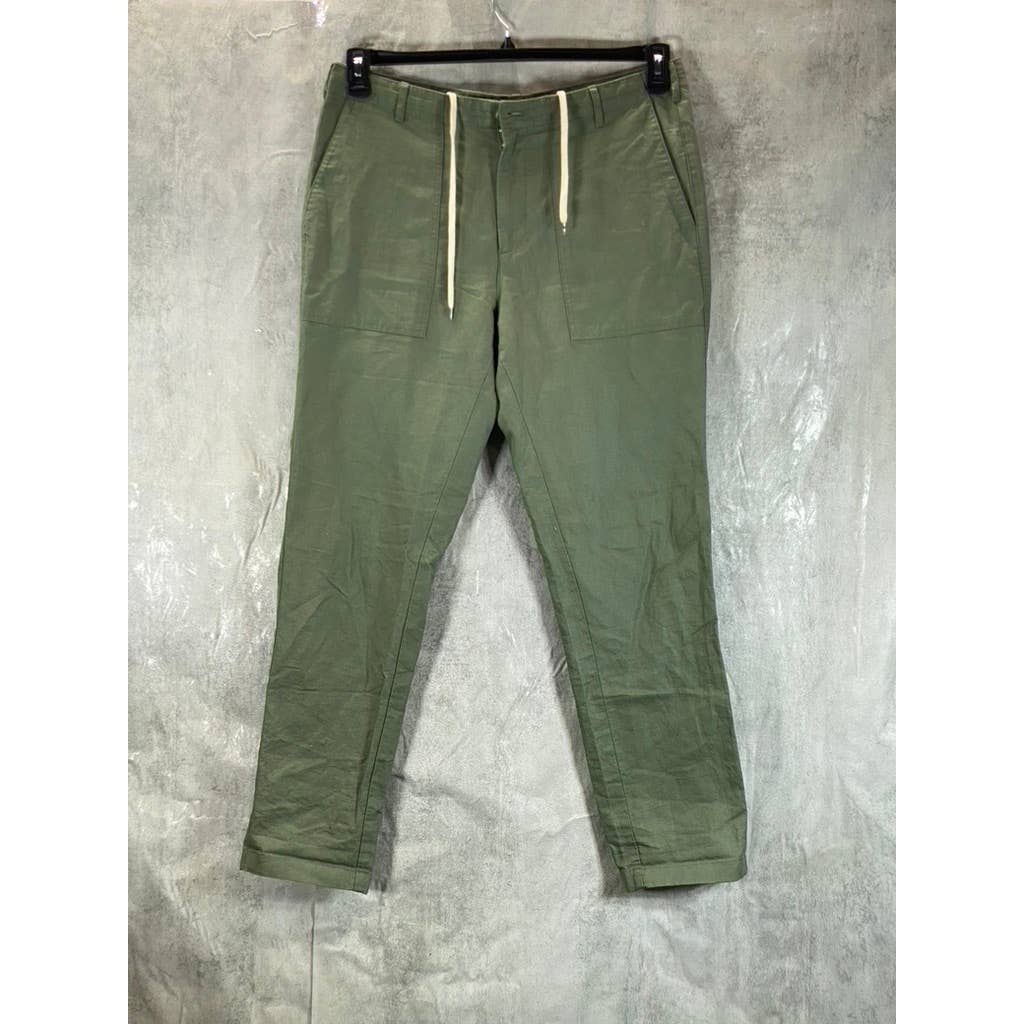 BONOBOS Men's Long Forest Green Adjustable Waist Straight-Leg Pants SZ 34L