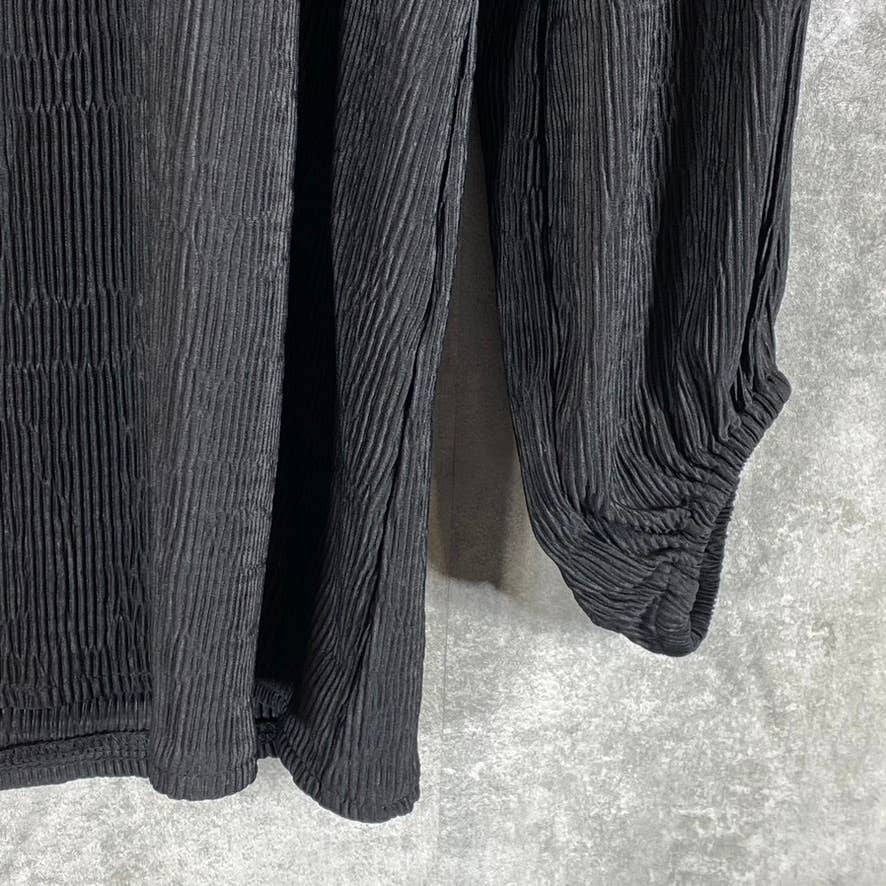 ALFANI Women's Deep Black V-Neck 3/4 Balloon-Sleeve Tunic Top SZ M