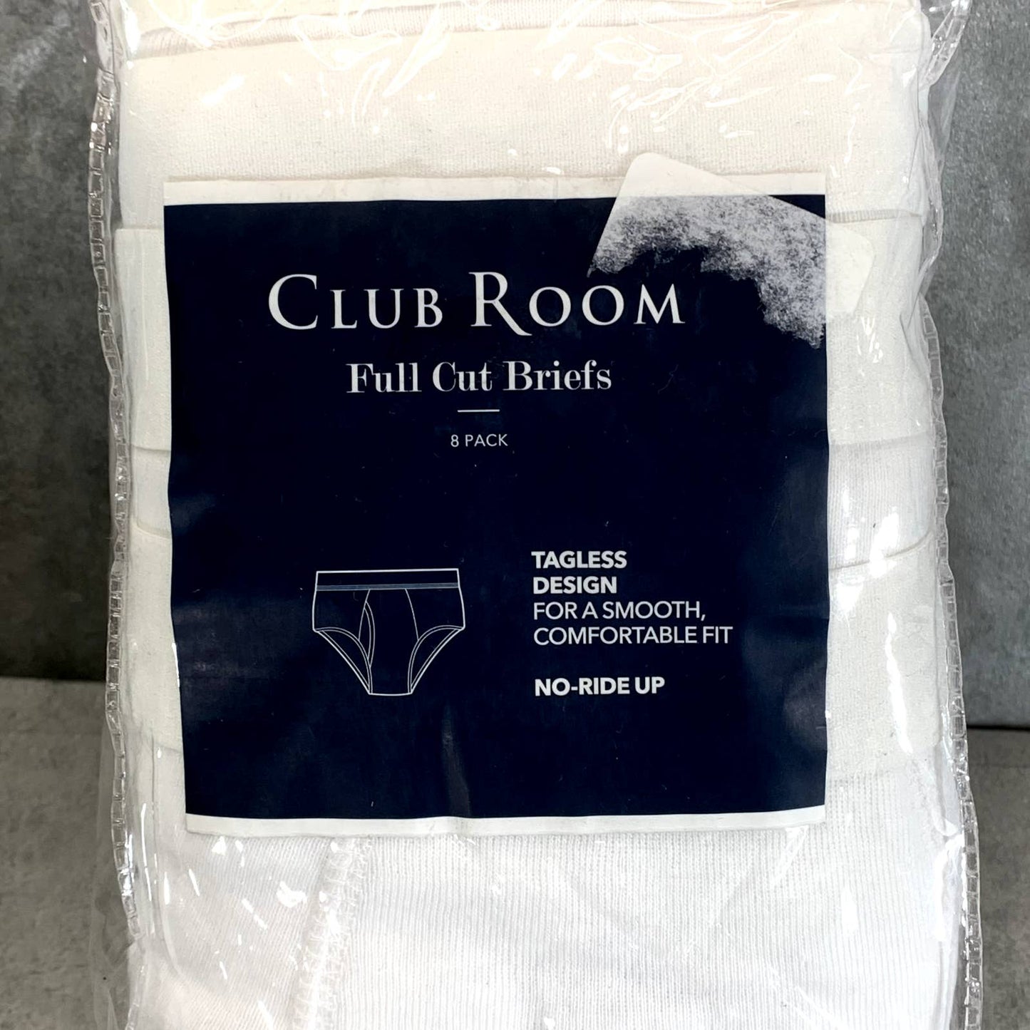 CLUB ROOM Men's Solid White Full-Cut Tagless No-Ride Up 8-Pack Briefs SZ M