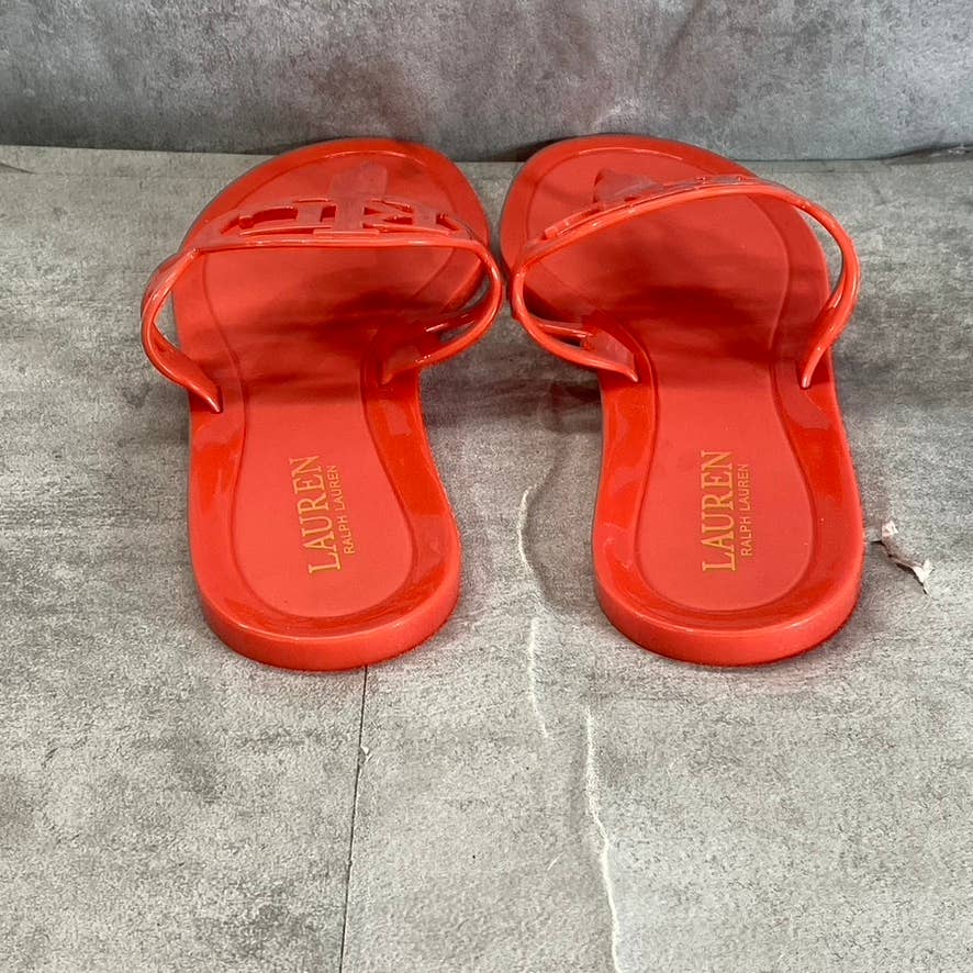 LAUREN RALPH LAUREN Women's Hayannis Port Orange Audrie Jelly Thong Sandals SZ8B