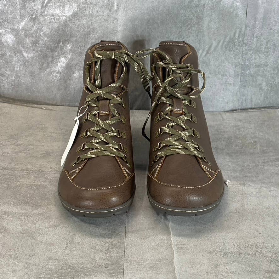 BOC Women's Brown Faux-Leather Alyssa Comfort Lace-Up Ankle Boots SZ 11