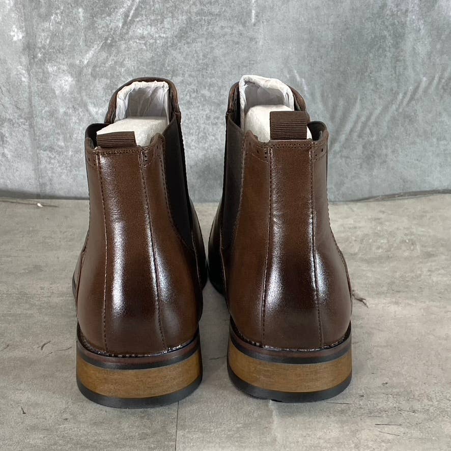 VANCE CO. Men's Wide Width Brown Garrett Cap-Toe Pull-On Chelsea Boots SZ 10W
