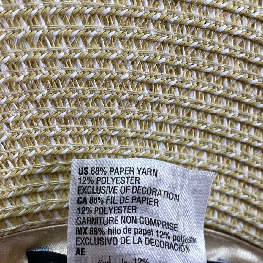 INC INTERNATIONAL CONCEPTS Tan Straw Tweed Cloche Hat with Metal Detail SZ OS