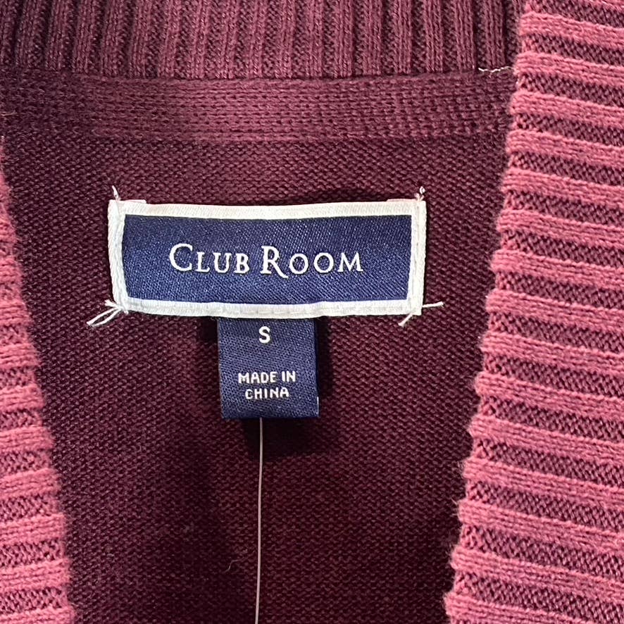 CLUB ROOM Men's Red Plum Button Mock Neck Pullover Sweater SZ S
