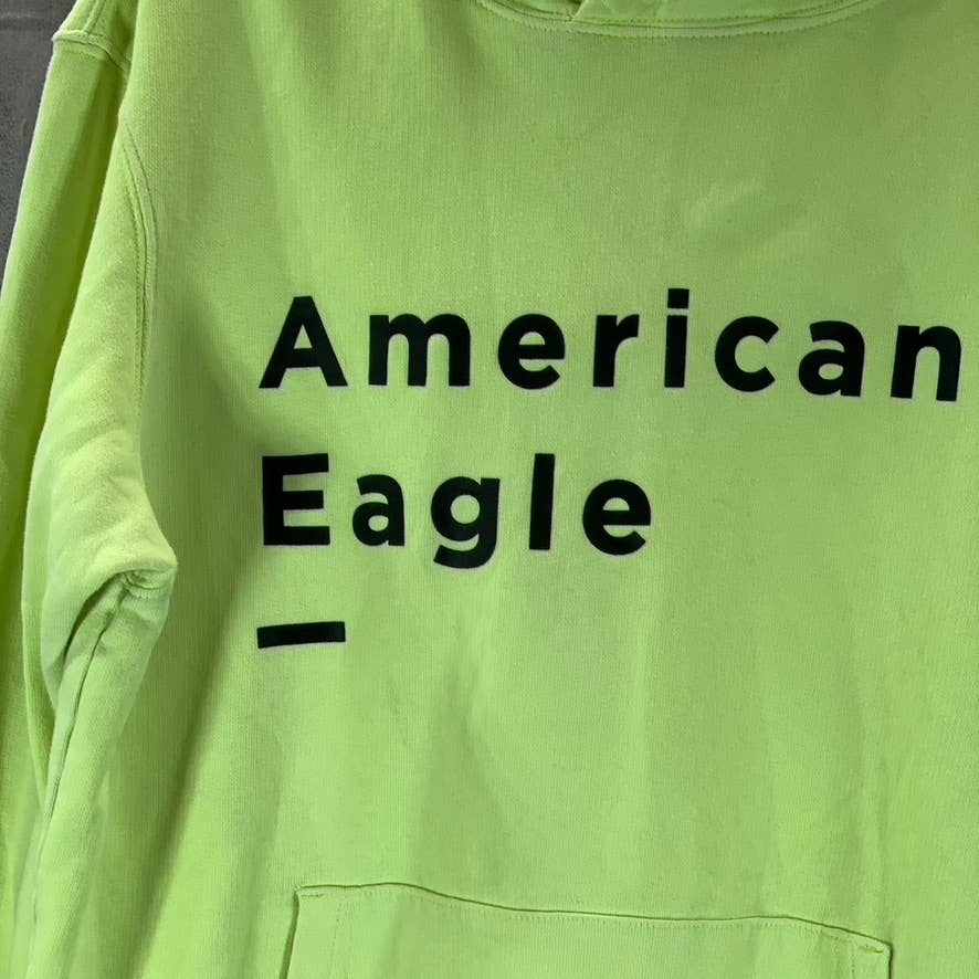 AMERICAN EAGLE Men's Neon Yellow Cotton Logo Pullover Hoodie SZ M