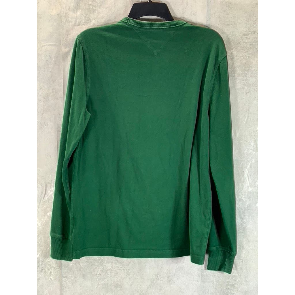 TOMMY HILFIGER Men's Hunter Green Crewneck Solid Flag Logo Pullover Sweater SZ S