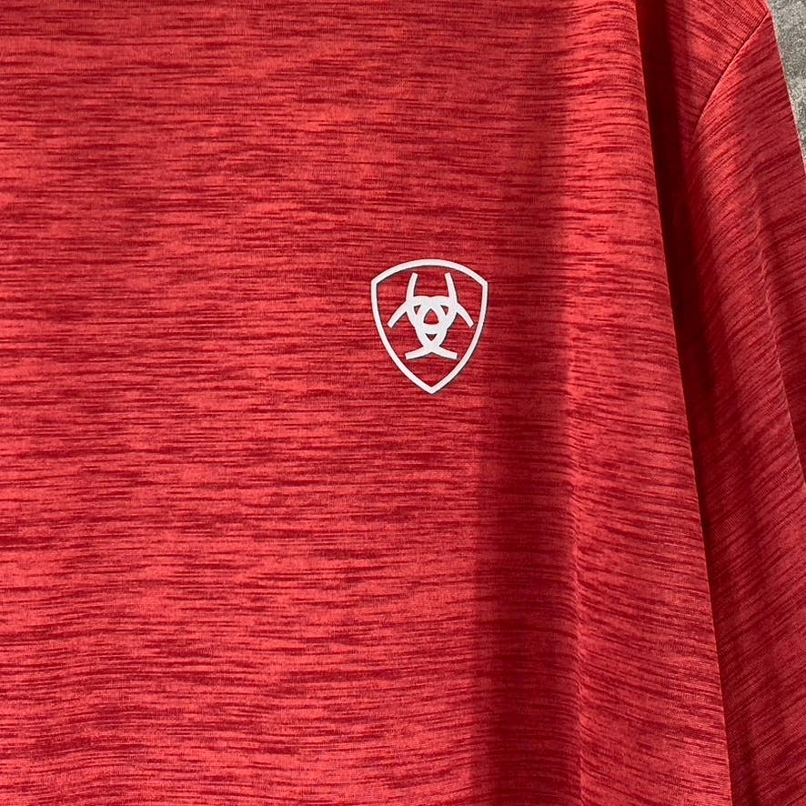 ARIAT TEK Men's Red Charger Vertical Flag Short-Sleeve Crewneck T-Shirt SZ XL