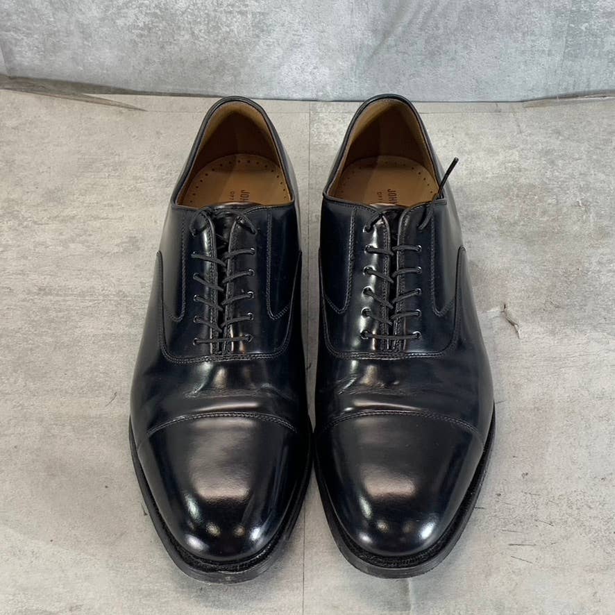 JOHNSTON & MURPHY Men's Black Calfskin Melton Cap-Toe Lace-Up Oxfords SZ 11
