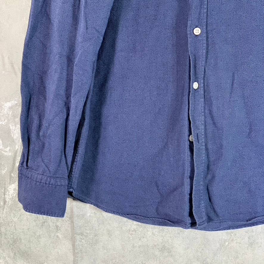 MASSIMO DUTTI Men's Navy Regular-Fit Button-Up Long Sleeve Shirt SZ M