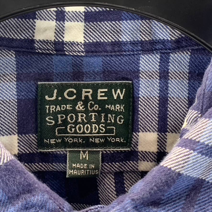 J.CREW Men's Blue Plaid Button-Up Long-Sleeve Shirt SZ M
