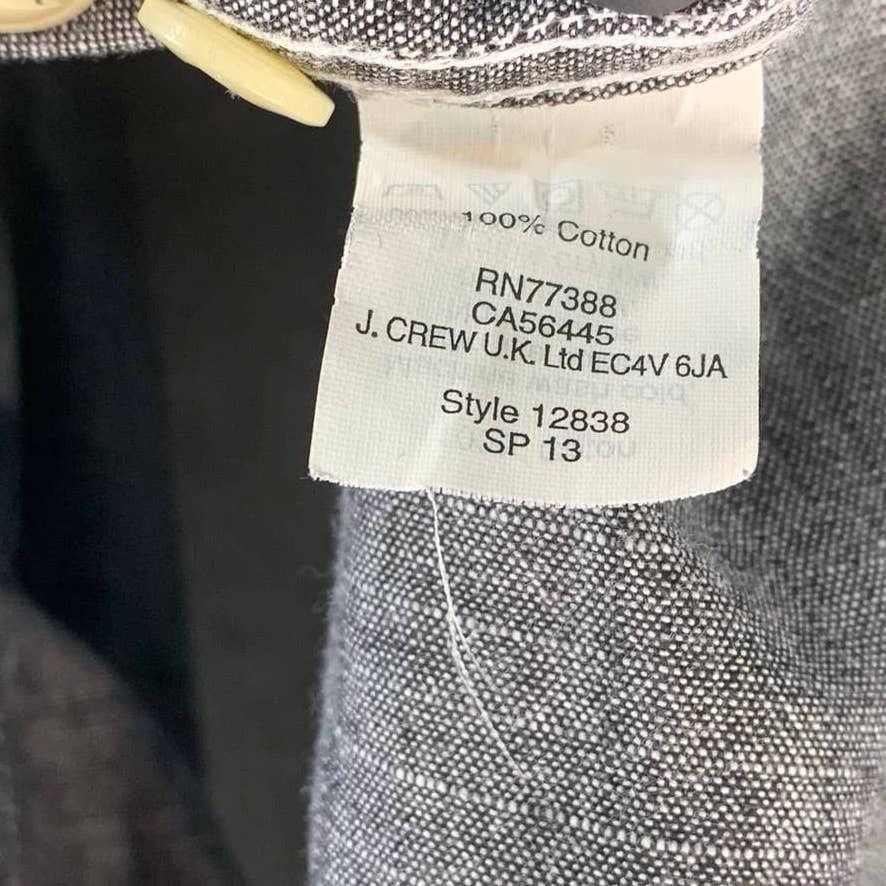J.CREW FACTORY Men's Charcoal Chambray Regular-Fit Button-Up Workshirt SZ M