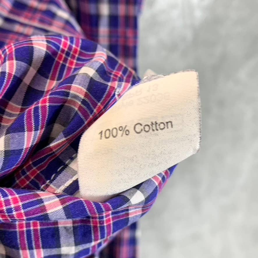 J.CREW Men's Blue/Red Gingham Slim-Fit Lightweight Button-Up Shirt SZ M