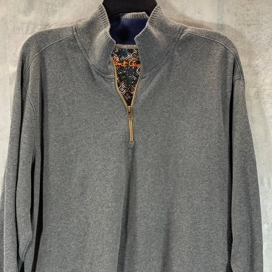 ROBERT GRAHAM Men's Gray Classic-Fit Quarter-Zip Pullover Sweater SZ XL