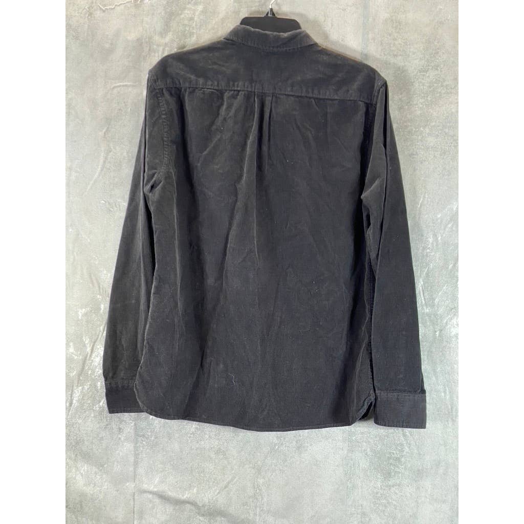 MADEWELL Men's Black Coal Perfect Fit Corduroy Button-Up Long-Sleeve Shirt SZ M