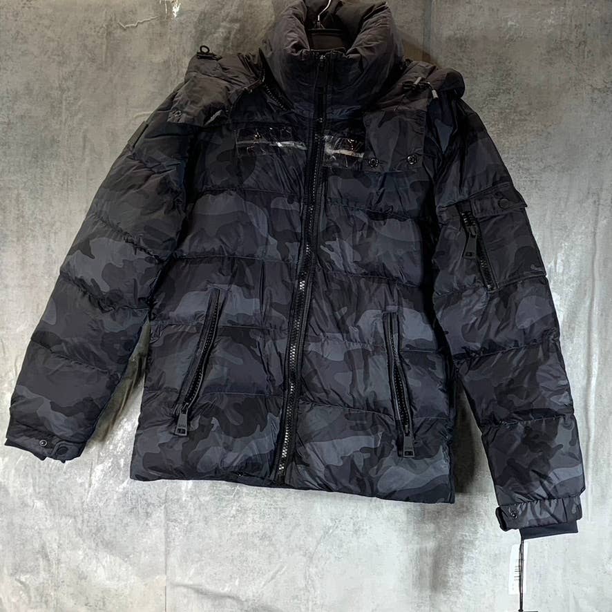 SAM NEW YORK Men's Charcoal Camo Water Resistant Glacier Puffer Jacket SZ M