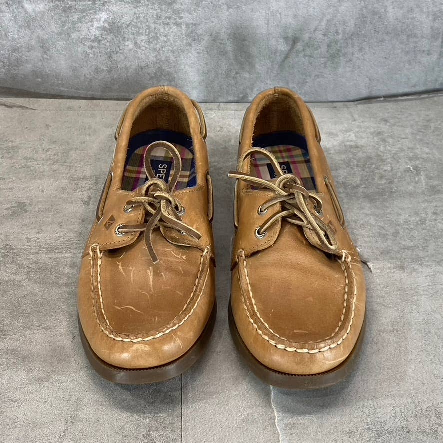 SPERRY Women's Sahara Leather A/O Slip-On Lace-Up Moc-Toe Boat Shoes SZ 8.5