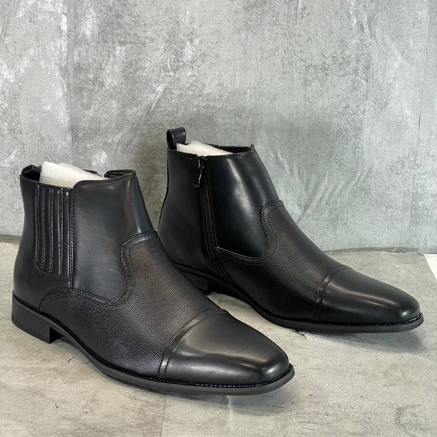 VANCE CO. Men's Wide Width Black Faux-Leather Alex Pull-On Dress Boots SZ 11W