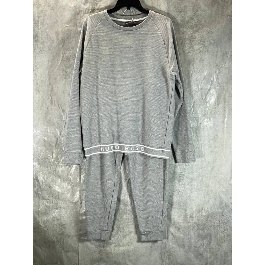 HUGO BOSS Women's Gray Bodywear Waffle Texture Logo Waistband Lunge Set SZ M