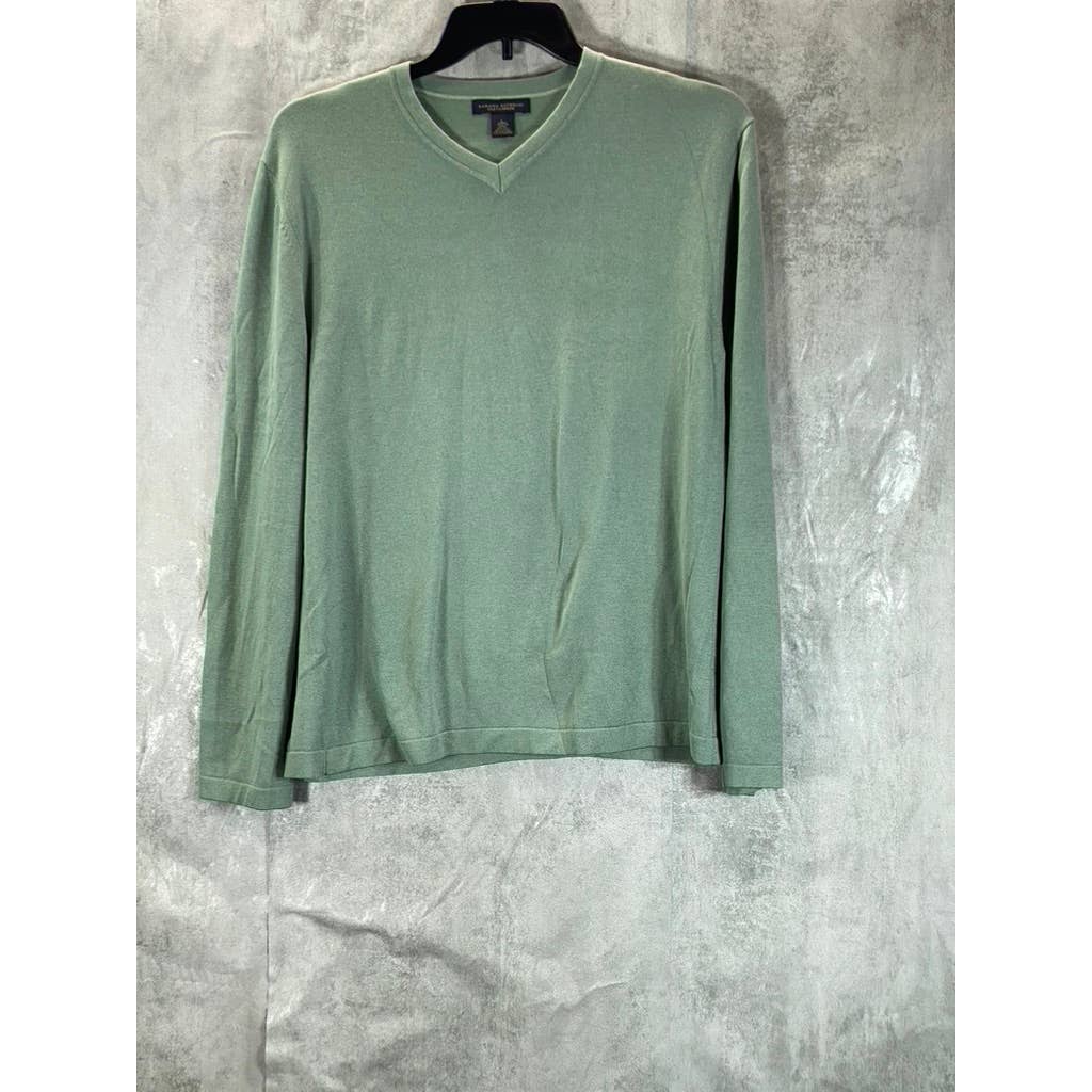 BANANA REPUBLIC Men's Green Silk Cashmere V-Neck Pullover Sweater SZ L