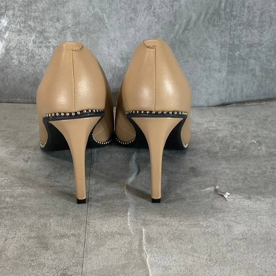 BAR III Women's Nude Smooth Binsa Ball-Chain Trim Pointed-Toe Pumps SZ 8