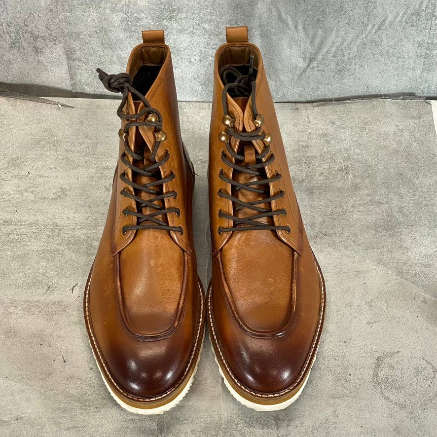 THOMAS & VINE Men's Cognac Leather Mitchell Lace-Up Ankle Boot SZ 10.5
