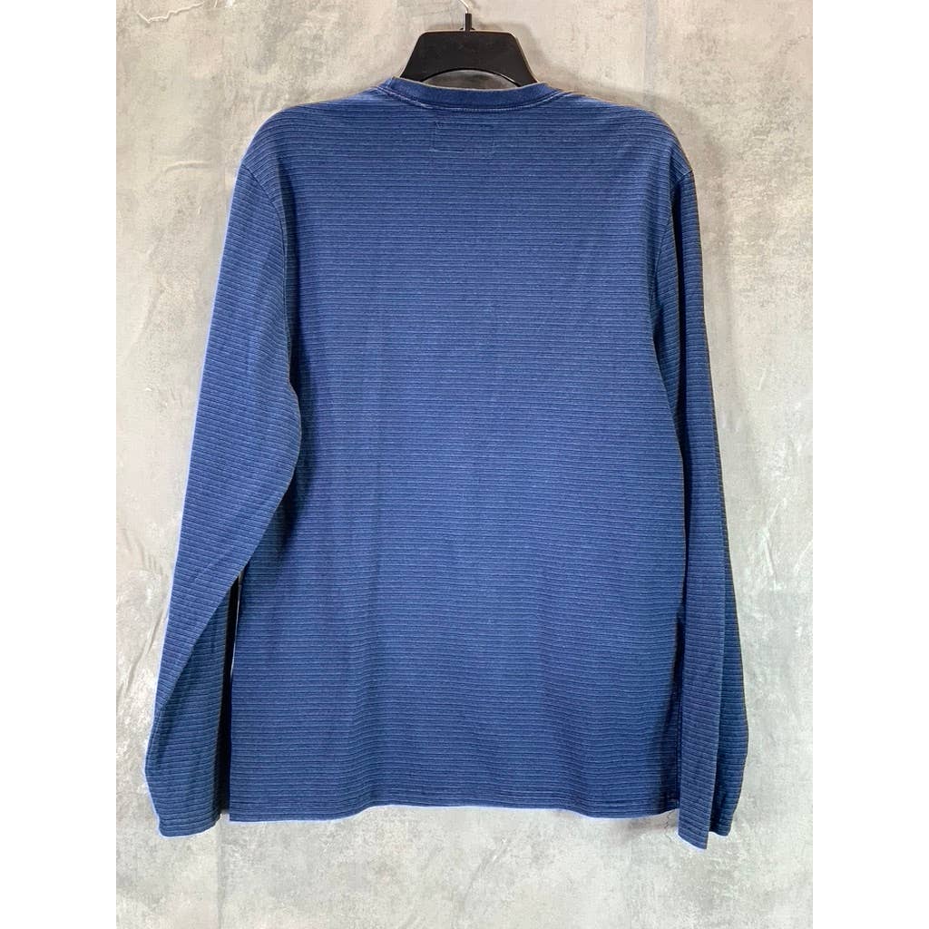 LUCKY BRAND Men's Indigo Stripe Crewneck Long-Sleeve Pullover Sweater SZ M