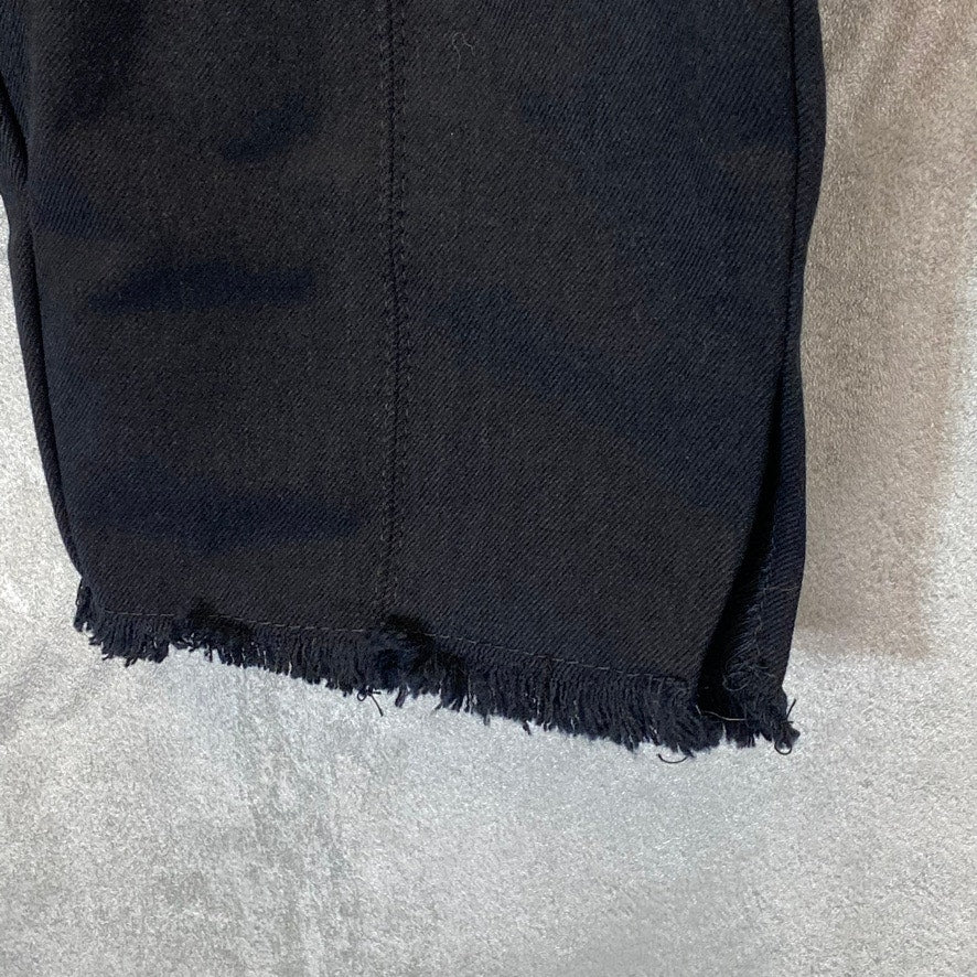 ALFANI Women's Petite Deep Black High-Rise Fringe-Hem Pull-On Pants SZ 0P