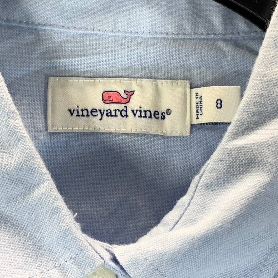 VINEYARD VINES Women's Light Blue Solid Button-Up Long-Sleeve Oxford Shirt SZ 8