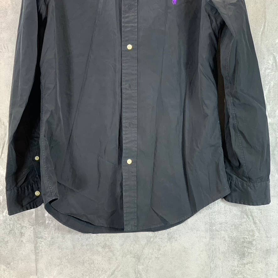 RALPH LAUREN Men's Black Solid Classic-Fit Button-Up Long-Sleeve Shirt SZ S