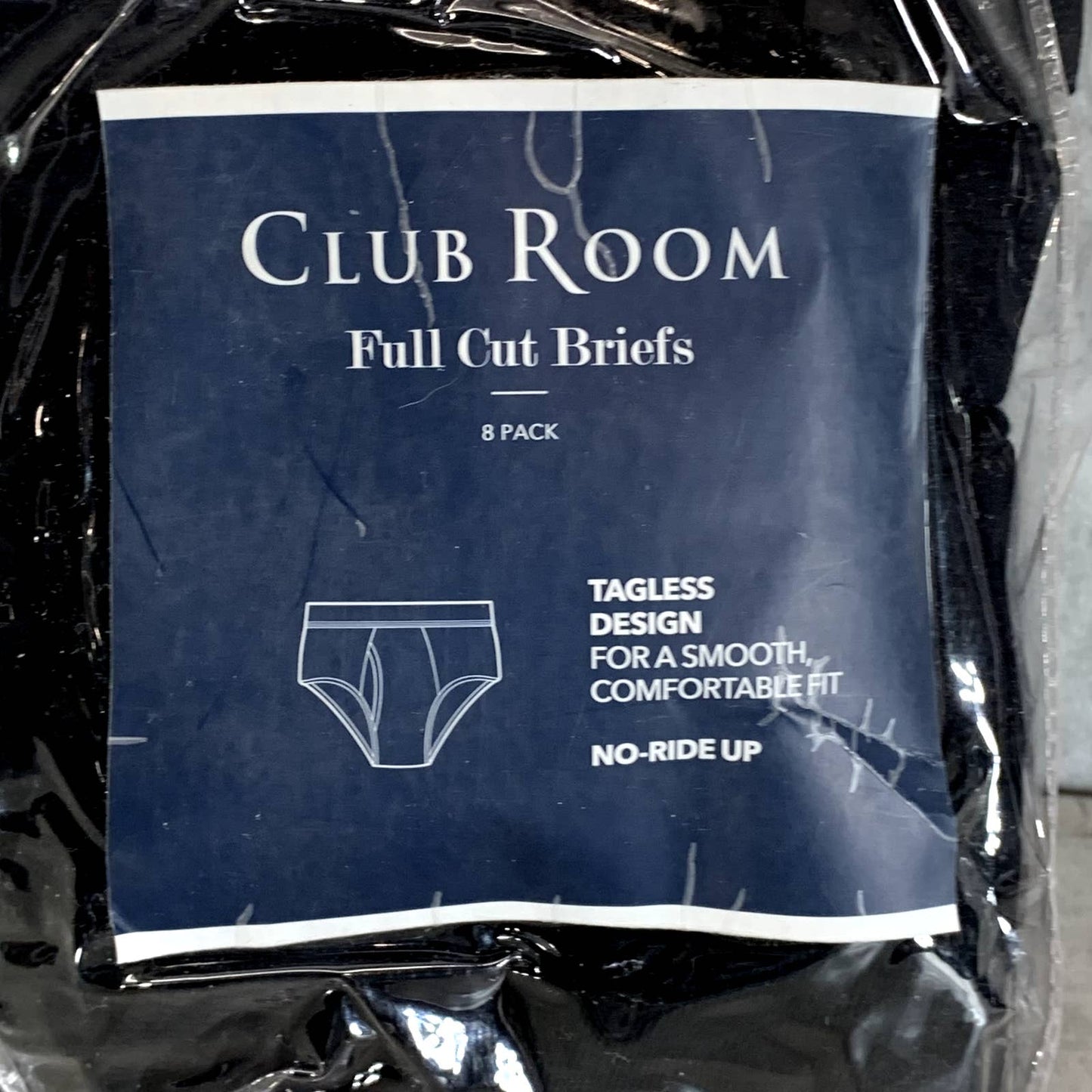 CLUB ROOM Men's Solid Black Full-Cut Tagless No-Ride Up 8-Pack Briefs SZ XL