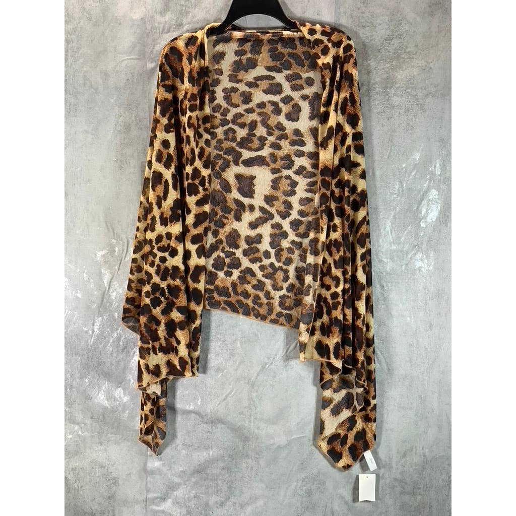 JENNI Women's Coj Brown Animal-Print Jersey Wrap Scarf SZ OS