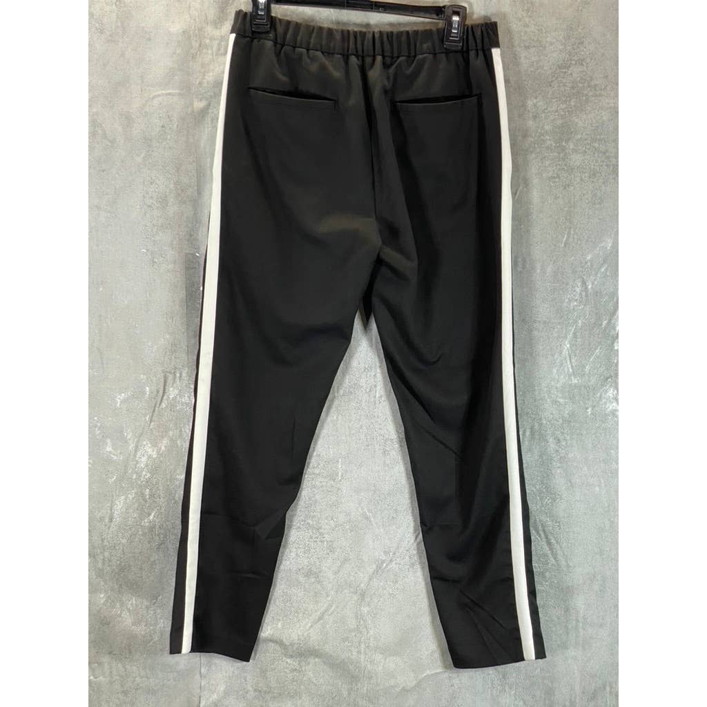 ZARA MAN Men's Black Classic-Fit Flat Front Striped Tuxedo Pants SZ S