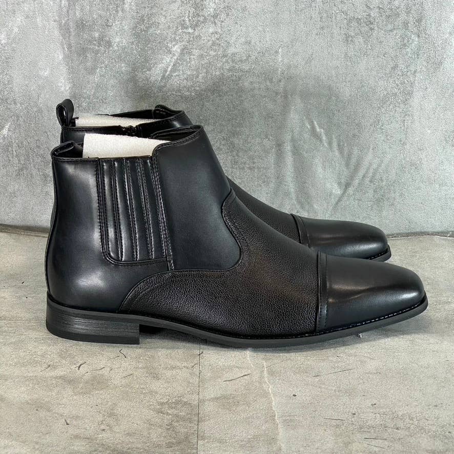 VANCE CO. Men's Wide Width Black Faux-Leather Alex Pull-On Dress Boots SZ 11W