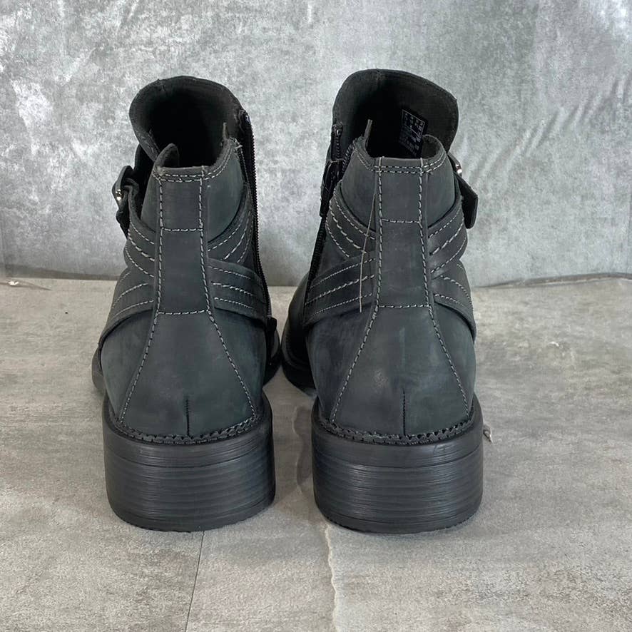 CLARKS Collection Women's Dark Grey Leather Maye Strap Ankle Boots SZ 10