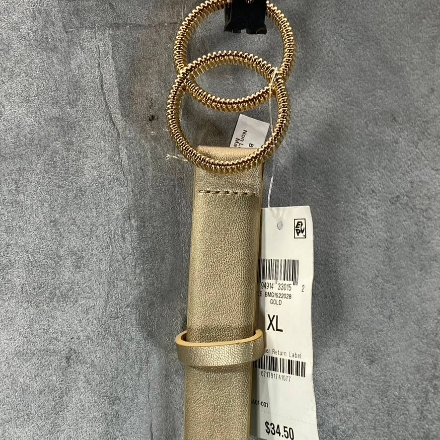 INC INTERNATIONAL CONCEPTS Women's Gold Textured Double-Circle Buckle Belt SZ XL