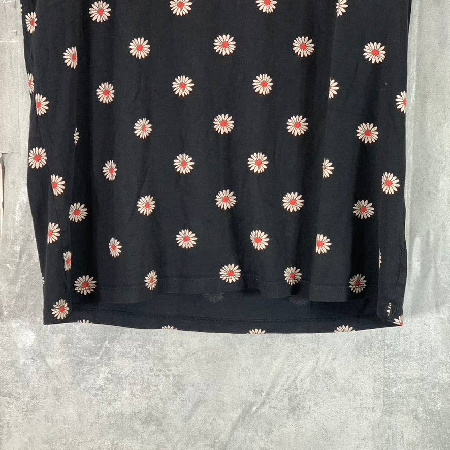 ZARA MAN Men's Black Daisy Print Crewneck Short-Sleeve T-Shirt SZ L